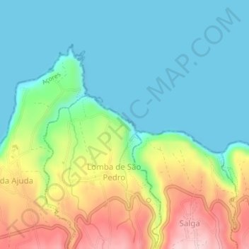 Topografische kaart Miradouro da Rocha, hoogte, reliëf