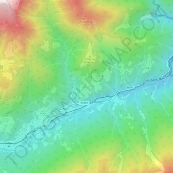 Topografische kaart Dissimo, hoogte, reliëf