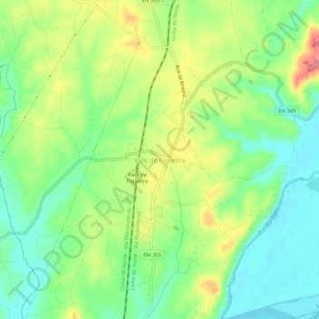 Topografische kaart Vale de Figueira, hoogte, reliëf