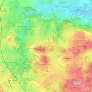 Topografische kaart L'Aumône, hoogte, reliëf