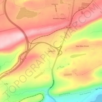 Topografische kaart Haddock, hoogte, reliëf