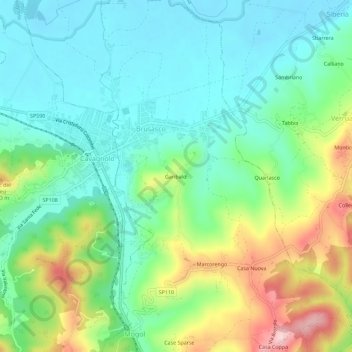 Topografische kaart Garibaldi, hoogte, reliëf