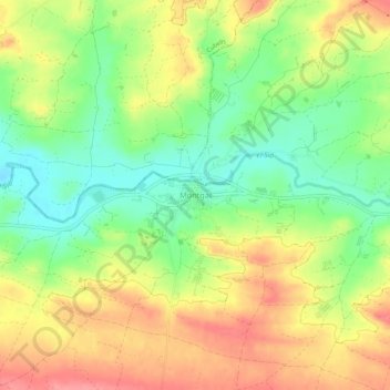 Topografische kaart Montgai, hoogte, reliëf