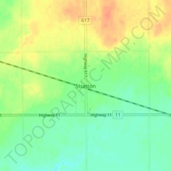 Topografische kaart Stratton, hoogte, reliëf
