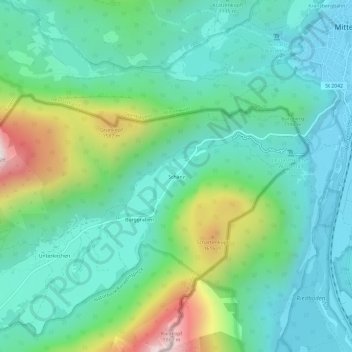 Topografische kaart Schanz, hoogte, reliëf