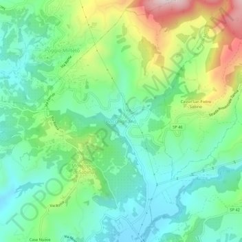 Topografische kaart Bocchignano, hoogte, reliëf