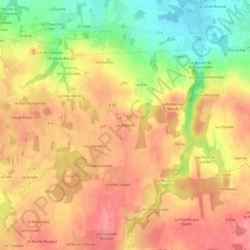 Topografische kaart La Foltiere, hoogte, reliëf