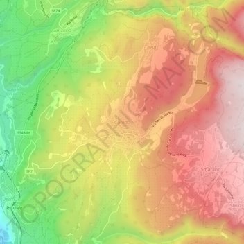 Topografische kaart Coredo, hoogte, reliëf