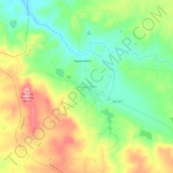 Topografische kaart Sabugueiro, hoogte, reliëf