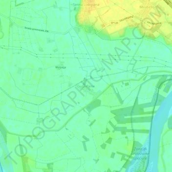 Topografische kaart Guzzafame, hoogte, reliëf