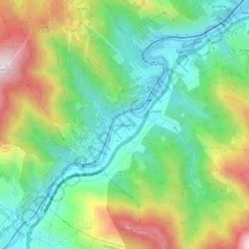 Topografische kaart La Quadra, hoogte, reliëf