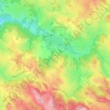 Topografische kaart Martabriol, hoogte, reliëf