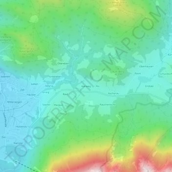 Topografische kaart Hallweg, hoogte, reliëf