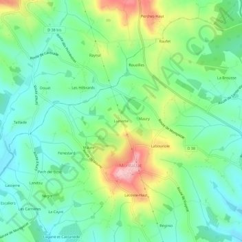 Topografische kaart Lamotte, hoogte, reliëf