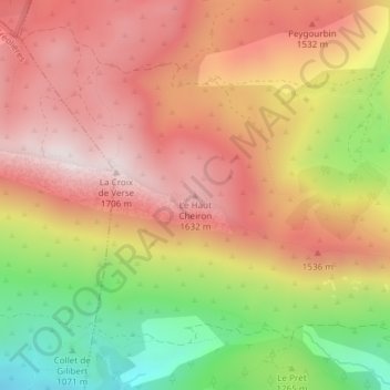 Topografische kaart Le Haut Cheiron, hoogte, reliëf
