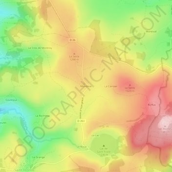 Topografische kaart Montbrac, hoogte, reliëf