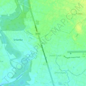 Topografische kaart GETA, hoogte, reliëf