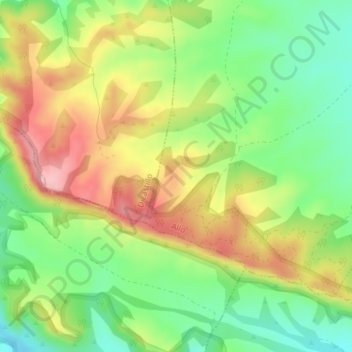 Topografische kaart Altos de Jalisco, hoogte, reliëf