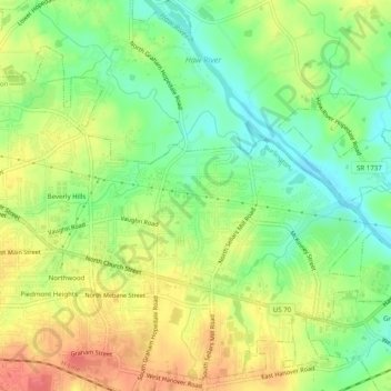 Topografische kaart Fairchild Heights Subdivision, hoogte, reliëf