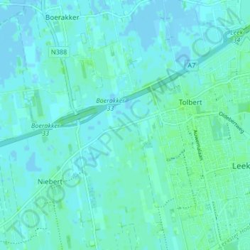 Topografische kaart De Holm, hoogte, reliëf