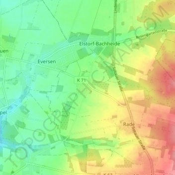 Topografische kaart Ohlenbüttel, hoogte, reliëf