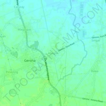 Topografische kaart Abagon, hoogte, reliëf