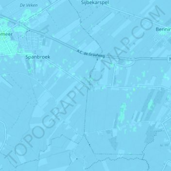 Topografische kaart Wadway, hoogte, reliëf
