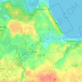 Topografische kaart Iskiersand, hoogte, reliëf