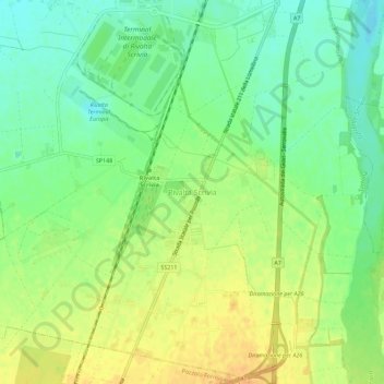 Topografische kaart Rivalta Scrivia, hoogte, reliëf