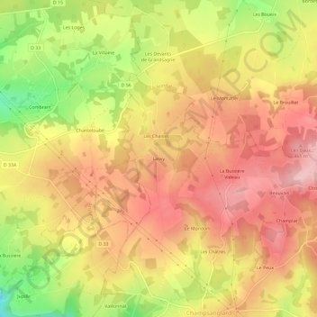 Topografische kaart Lasvy, hoogte, reliëf