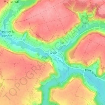 Topografische kaart Pondron, hoogte, reliëf