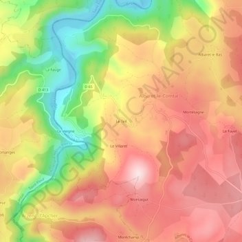 Topografische kaart Le Teil, hoogte, reliëf