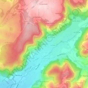 Topografische kaart Le Moncel, hoogte, reliëf