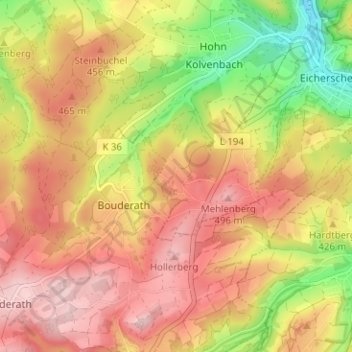 Topografische kaart Witscheiderhof, hoogte, reliëf