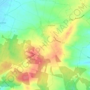 Topografische kaart La Forêt, hoogte, reliëf