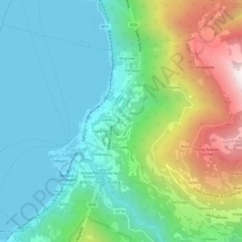 Topografische kaart Gora, hoogte, reliëf