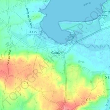 Topografische kaart Kerilis, hoogte, reliëf