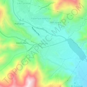 Topografische kaart Avircato, hoogte, reliëf