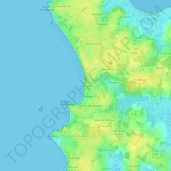 Topografische kaart Le Landrin, hoogte, reliëf