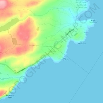 Topografische kaart Kingston, hoogte, reliëf