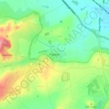Topografische kaart Foxton, hoogte, reliëf