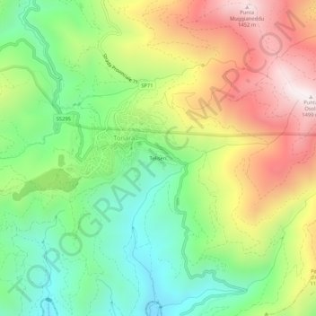 Topografische kaart Teliseri, hoogte, reliëf