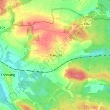 Topografische kaart Thansüß, hoogte, reliëf