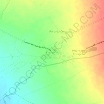 Topografische kaart Corapata, hoogte, reliëf