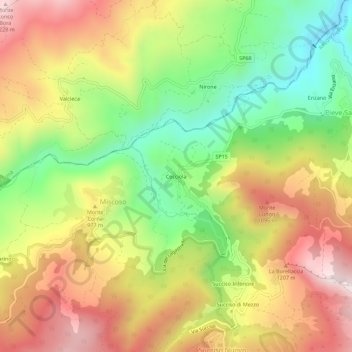 Topografische kaart Cecciola, hoogte, reliëf