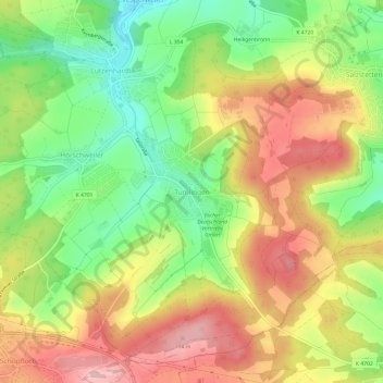 Topografische kaart Tumlingen, hoogte, reliëf