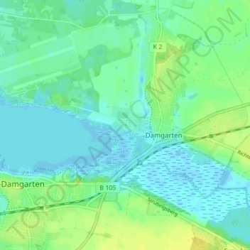 Topografische kaart Pütnitz, hoogte, reliëf