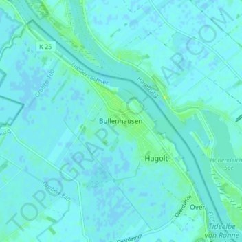 Topografische kaart Bullenhausen, hoogte, reliëf