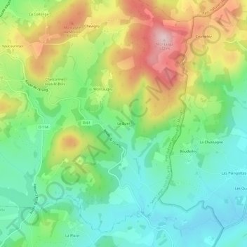 Topografische kaart Le Buet, hoogte, reliëf