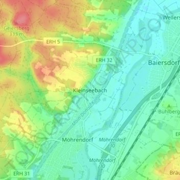Topografische kaart Kleinseebach, hoogte, reliëf